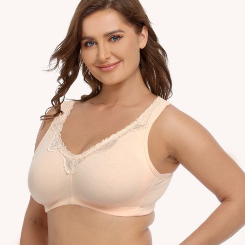 Plus Lace Trim Comfortable Wireless Bra